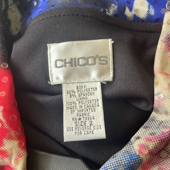 Chico’s Size 2 (12/14) Festive Multicolor with Bling Long Sleeve Jacket. - Picture 5 of 6
